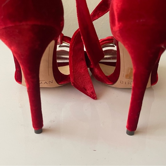 BIRMAN Velvet Red Shoes Size 6.5 - Picture 5 of 11